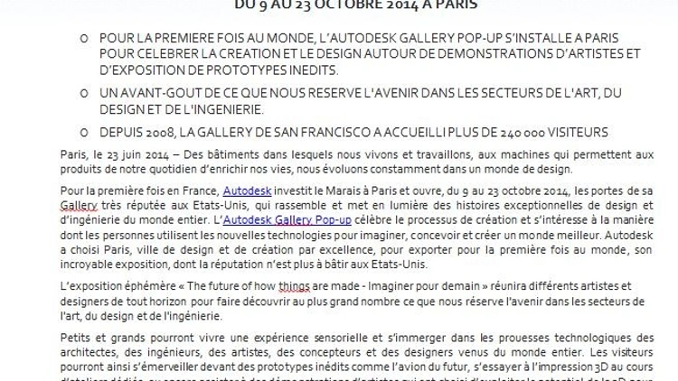 Autodesk Gallery - Imaginer pour demain