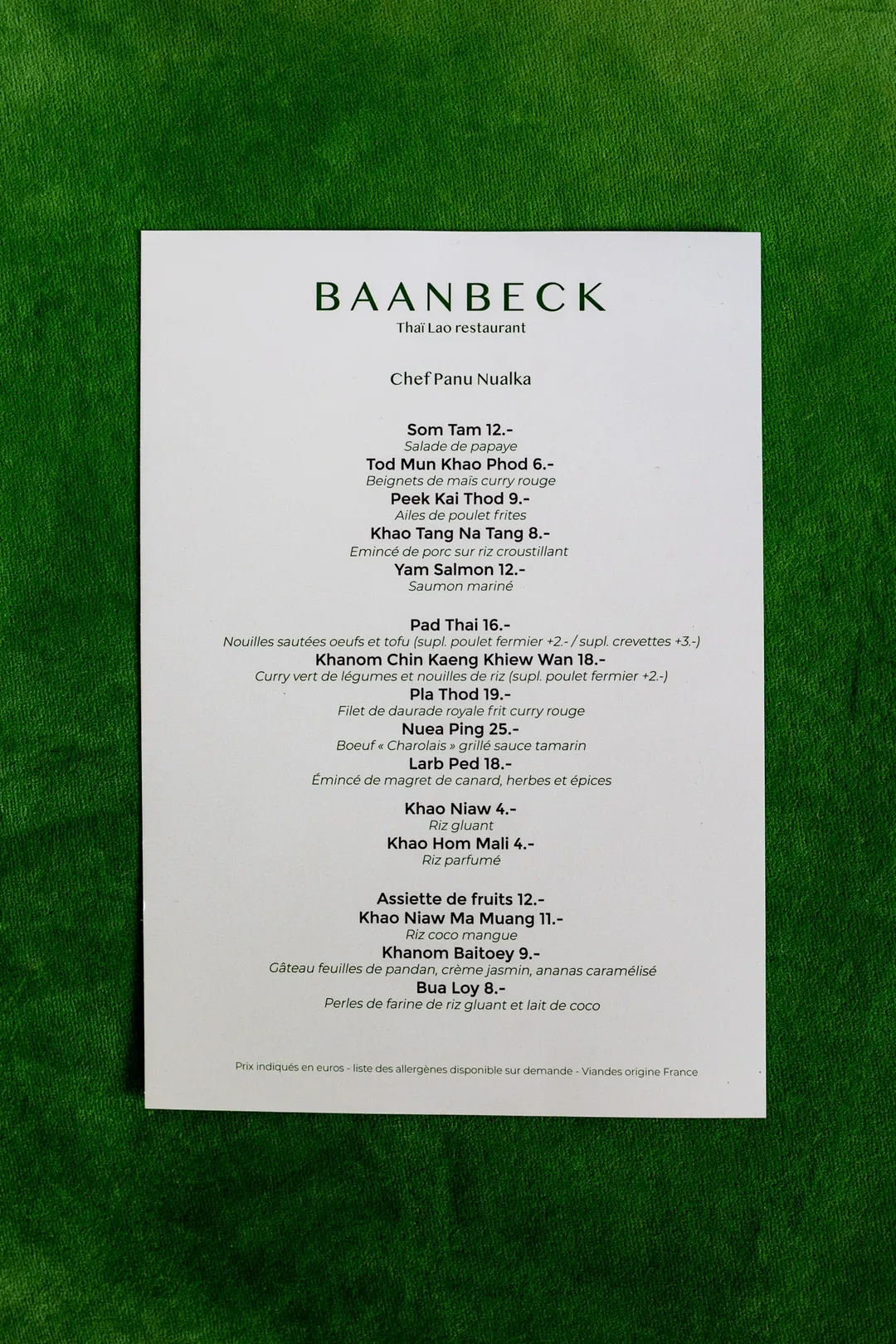 Baanbeck Restaurant Paris