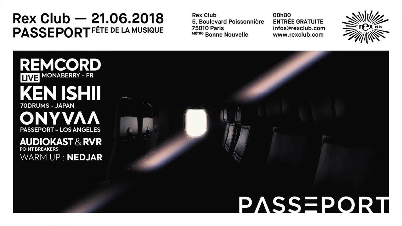 Fete de la musique au Rex Club FREE ALL NIGNT LONG : Ken Ishii, Onyvaa, Remcord, RVR & AudioKast