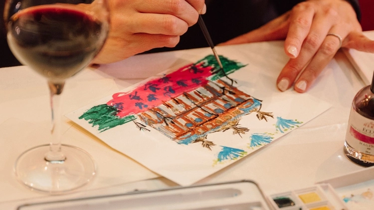 The Wine & Draw Club au Café Ruc