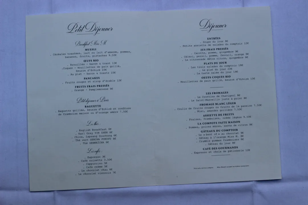 Miss Marple Restaurant Paris