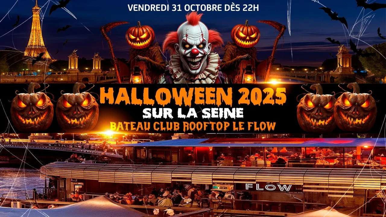 HALLOWEEN BOAT ROOFTOP PARTY HANTÉ GÉANTE SUR LA SEINE