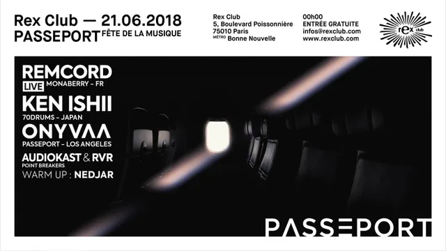 Fete de la musique au Rex Club FREE ALL NIGNT LONG : Ken Ishii, Onyvaa, Remcord, RVR & AudioKast