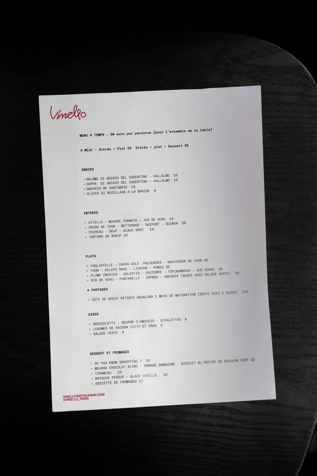 Vinello Restaurant Paris