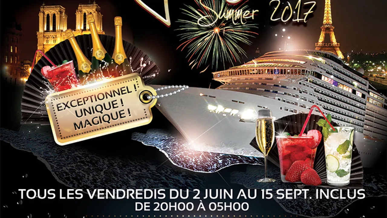 CRAZY BOAT (CROISIERE, FILLE=GRATUIT, DEUX AMBIANCES, TOUR EIFFEL, BBQ, TERRASSE GEANTE, MOJITOS)
