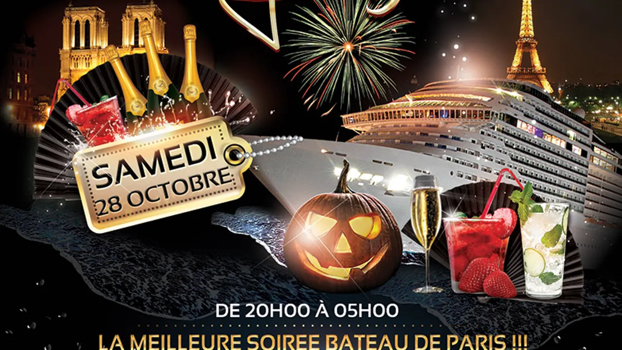CRAZY BOAT spéciale HALLOWEEN (CROISIERE, FILLE=GRATUIT, TOUR EIFFEL, DEUX AMBIANCES, TERRASSE)