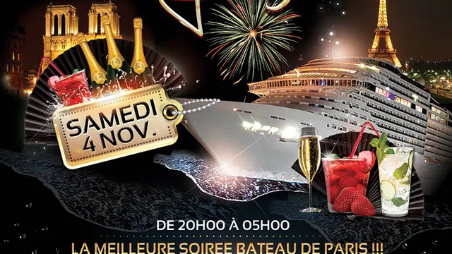 CRAZY BOAT (CROISIERE, FILLE=GRATUIT, DEUX AMBIANCES, TOUR EIFFEL, BBQ, TERRASSE GEANTE, MOJITOS)