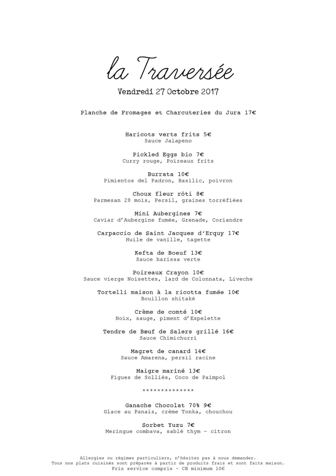 La Traversée Restaurant Paris