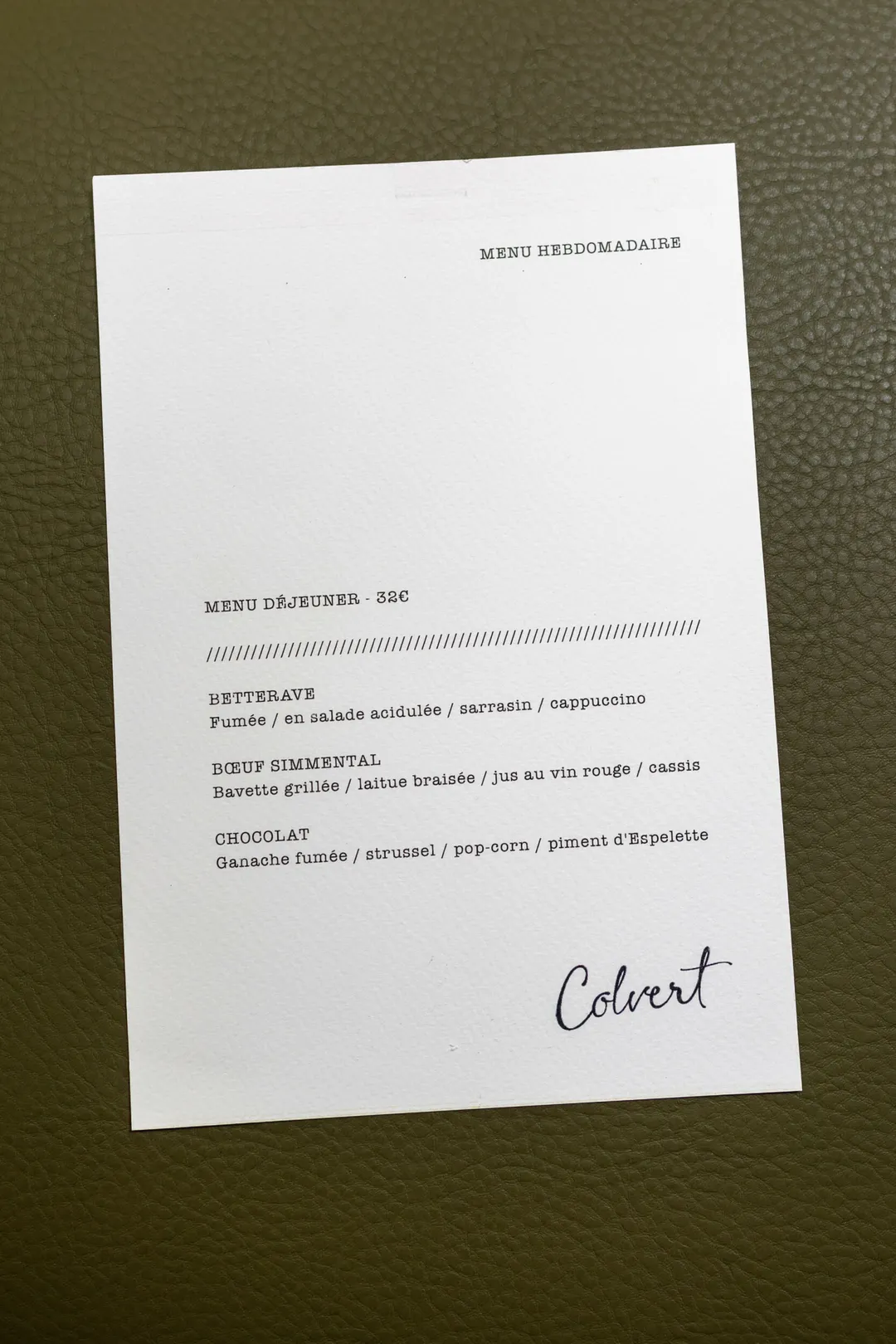 Colvert Restaurant Paris