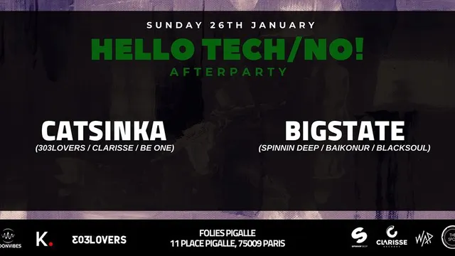 Hello Tech/No! - Afterparty with Catsinka x Bigstate (6h/12h)