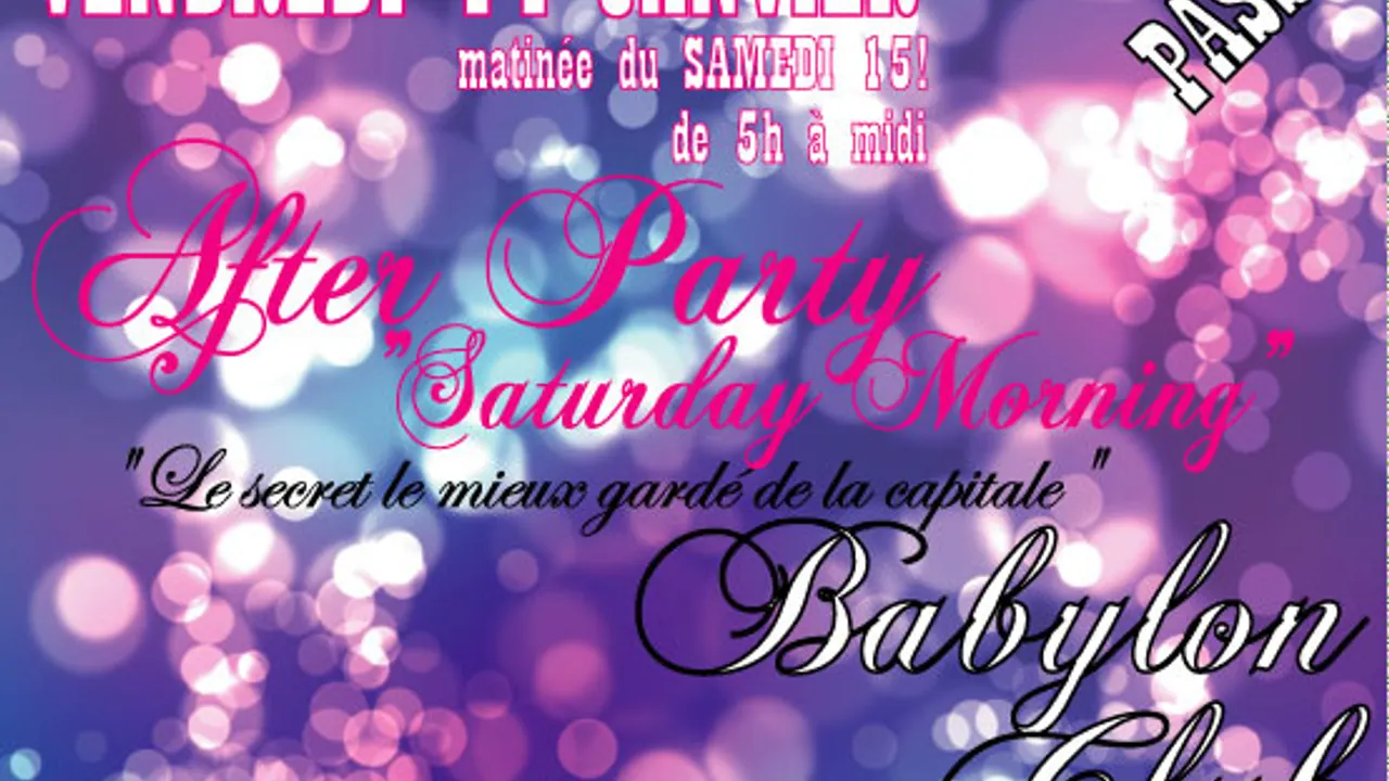 AFTER PARTY -SATURDAY MORNING