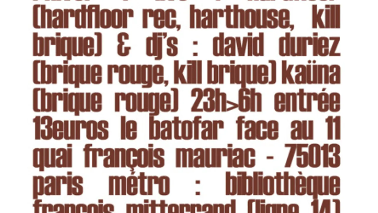 BRIQUE ROUGE label nite #3 avec Hardfloor_live