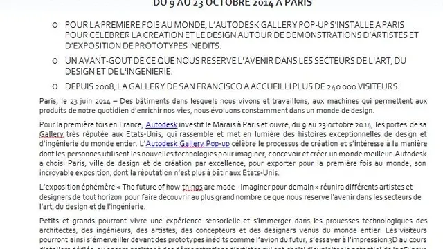 Autodesk Gallery - Imaginer pour demain