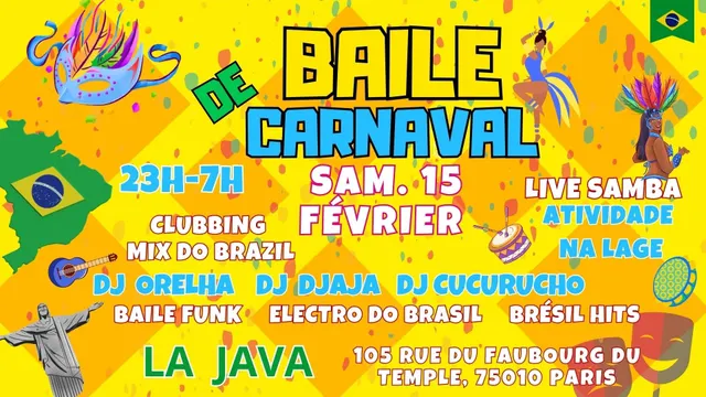 Baile de Carnaval !! Brazil Vibes Party à La Java