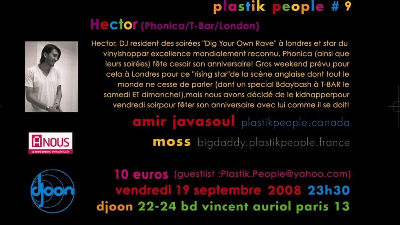 PlastikPeople #9 W/ Hector(T-Bar/Phonica/London)