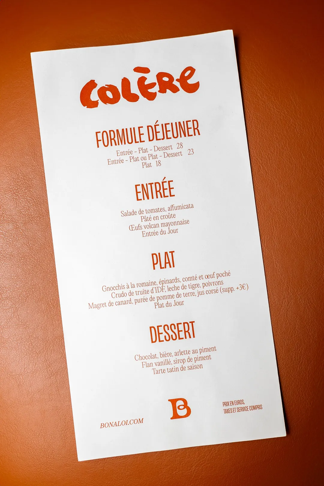 Colère Restaurant Paris