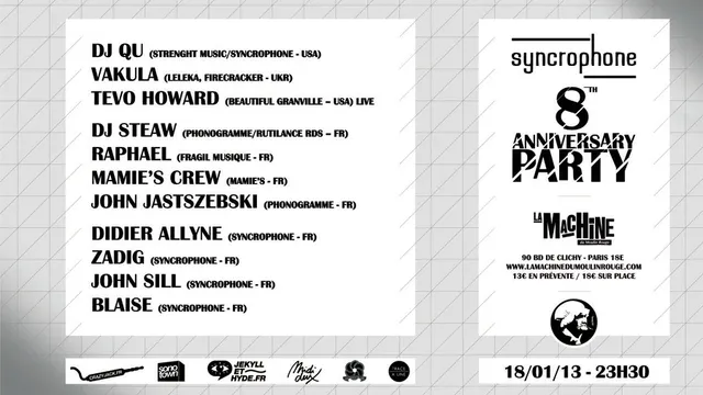 SYNCROPHONE 8th Anniversary: DJ Qu, Vakula, Tevo Howard...