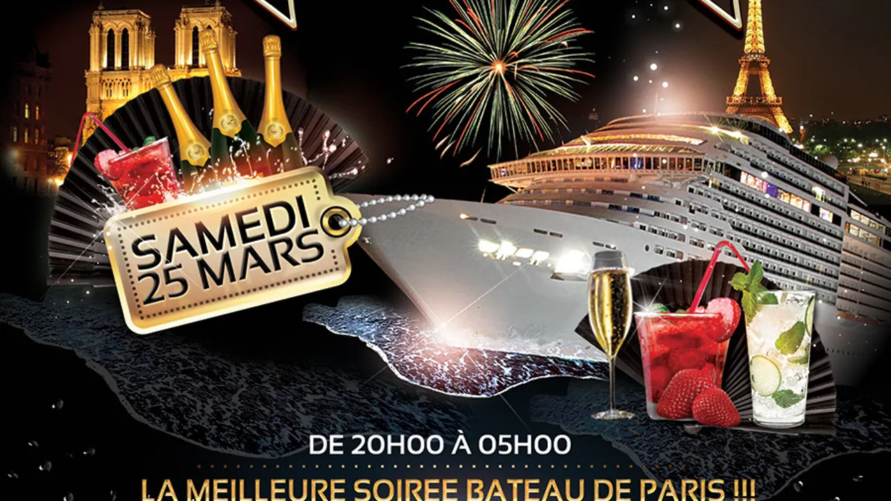 CRAZY BOAT PARTY (CROISIERE, FILLE=GRATUIT, DEUX AMBIANCES, TOUR EIFFEL, BBQ, TERRASSE GEANTE)