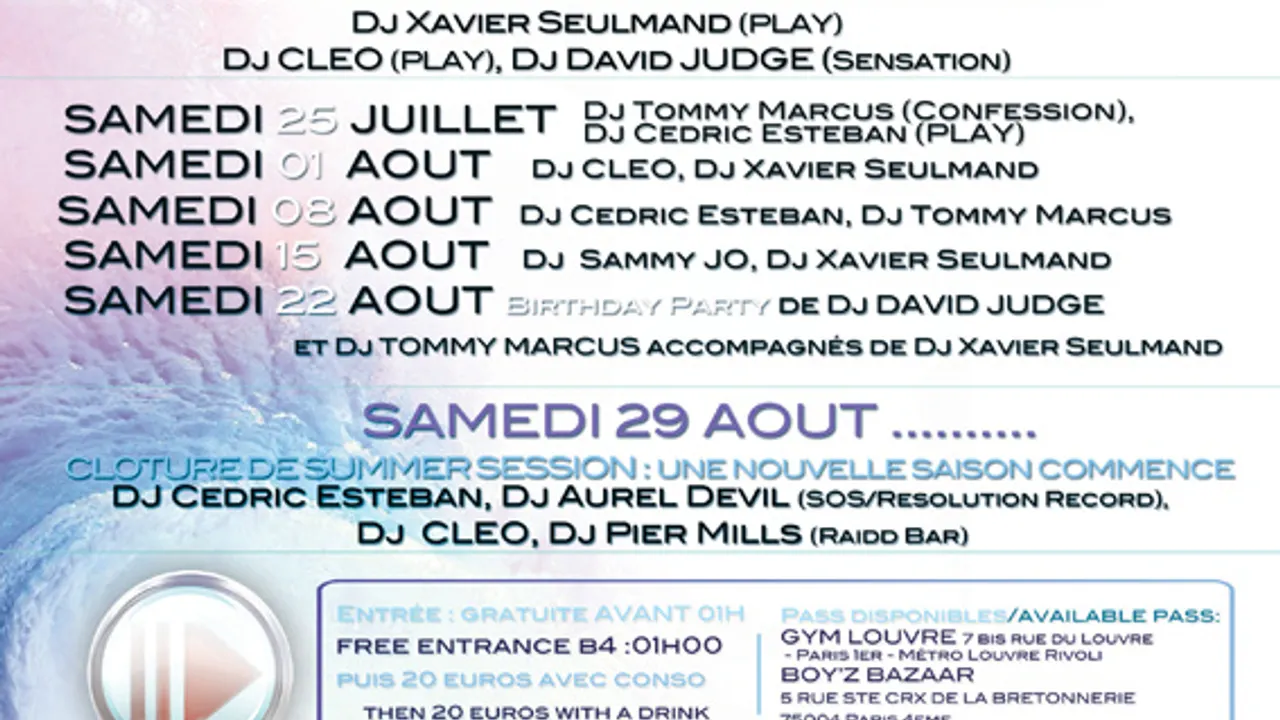 SUMMER PLAY - Les Bains-Douches
