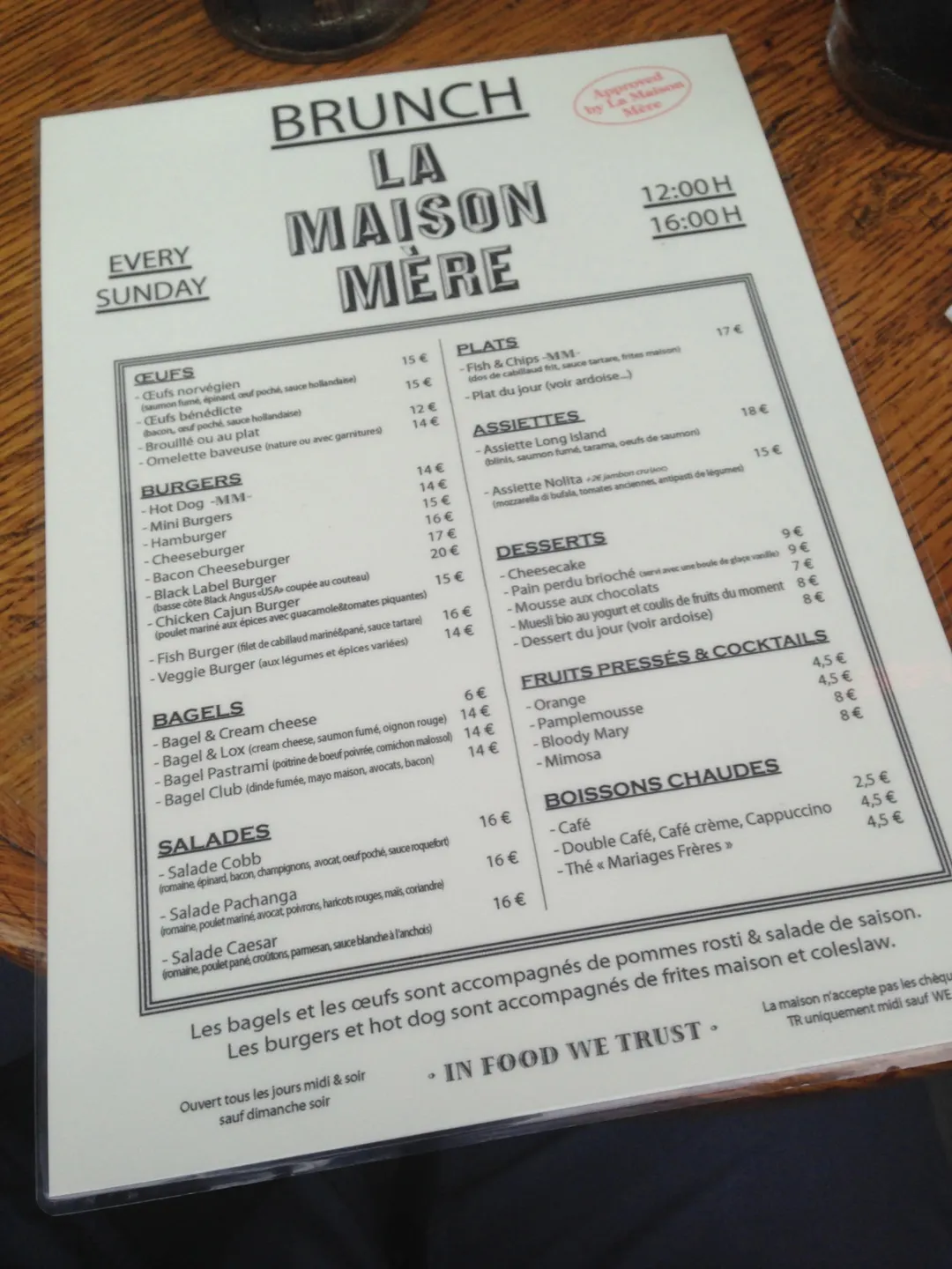 La Maison Mère Restaurant Paris