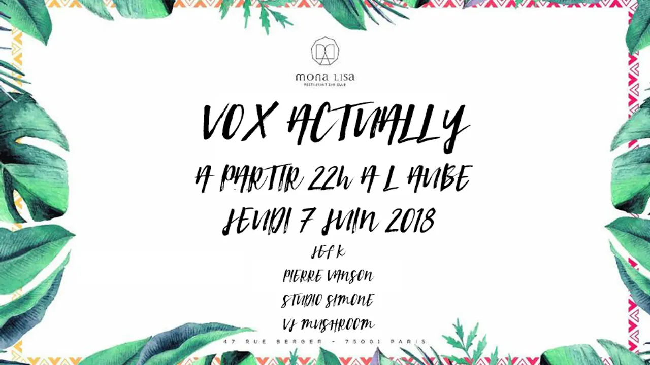 VOX ACTUALLY w/ JEF K, Studio Simone, Vanson