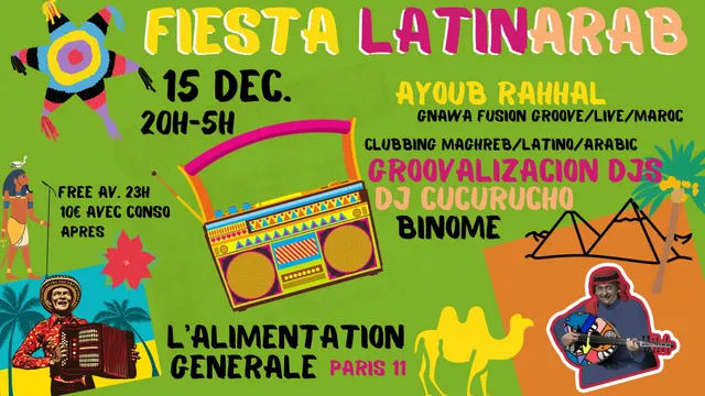 Fiesta Latin-Arab à Paris w/ live Gnawa + DJs Maghreb, Latino, Arabic Vibes !