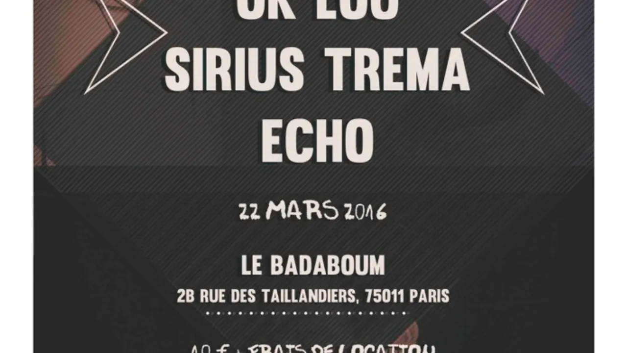 [CONCERT] IGGY MAGAZINE LIVE : OKLOU + SIRÏUS TRÉMA + ECHO _ 22 MAR _ BADABOUM