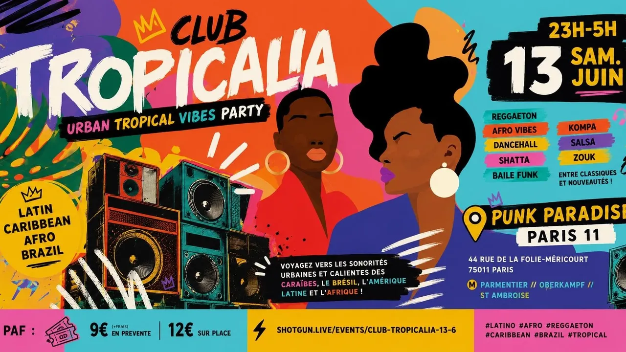 Club Tropicalia ~ Afro vibes, Latino, Caribbean & Brazil Party à Paris 11 !!