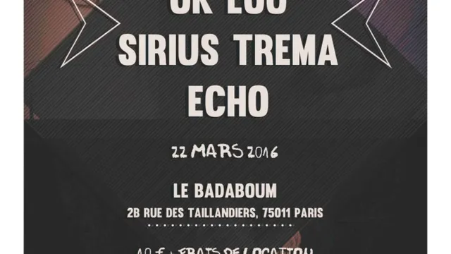 [CONCERT] IGGY MAGAZINE LIVE : OKLOU + SIRÏUS TRÉMA + ECHO _ 22 MAR _ BADABOUM