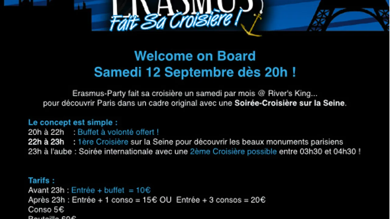 Erasmus fait sa Croisiére Party à Paris !