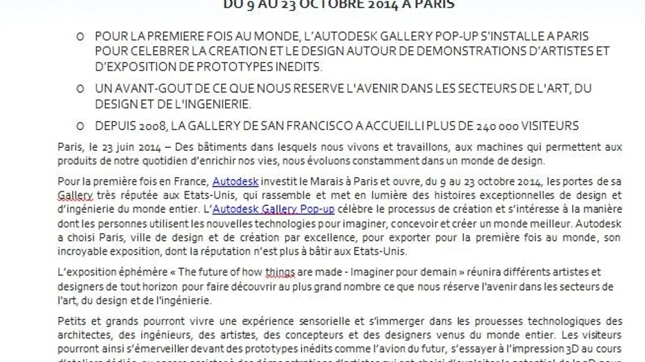 Autodesk Gallery - Imaginer pour demain