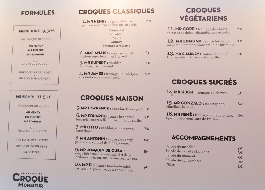 La Maison du Croque Monsieur Restaurant Paris