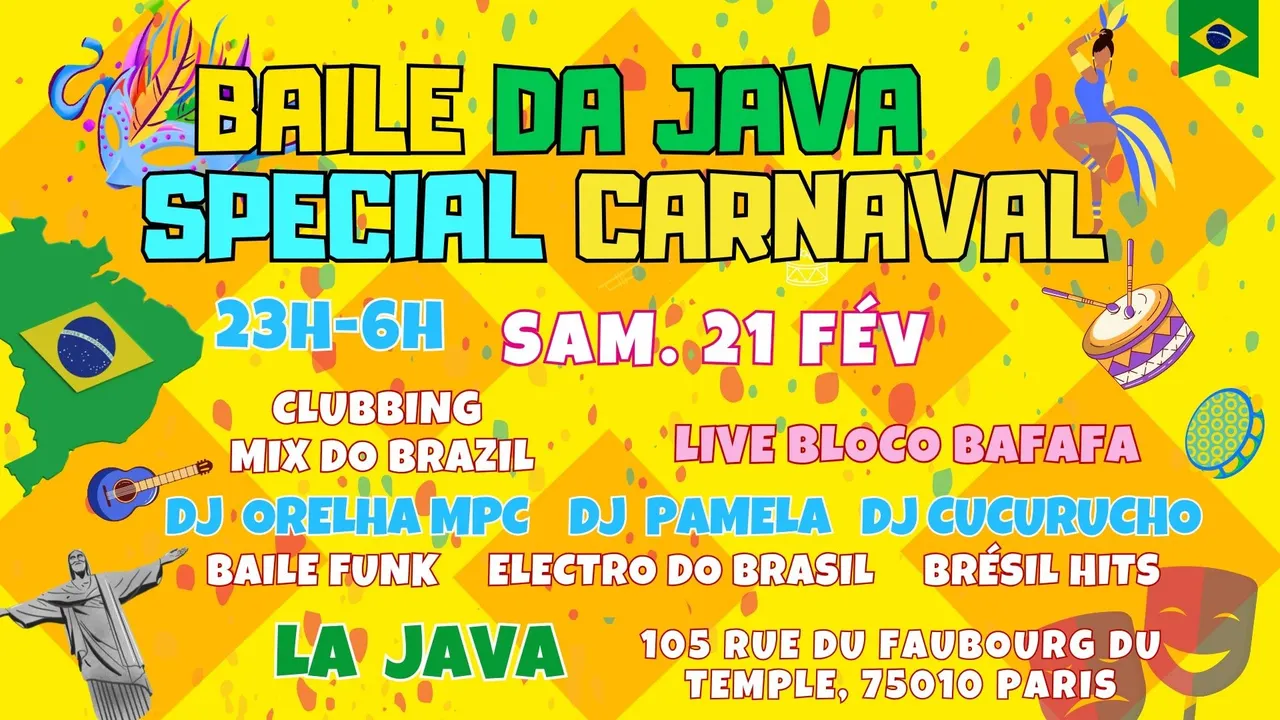 Baile da Java spécial Carnaval !! 100% Brazil vibes Party