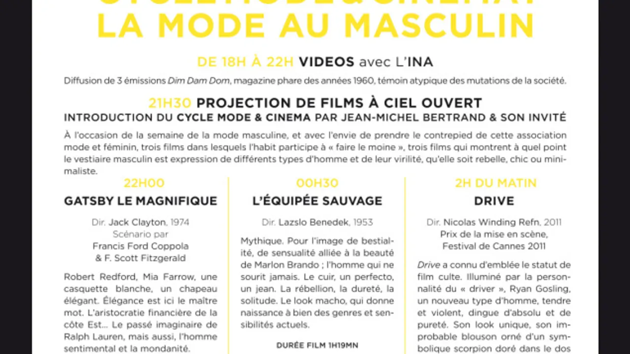 Sur Mesure : Cycle Mode et Cinéma : La Mode au Masculin